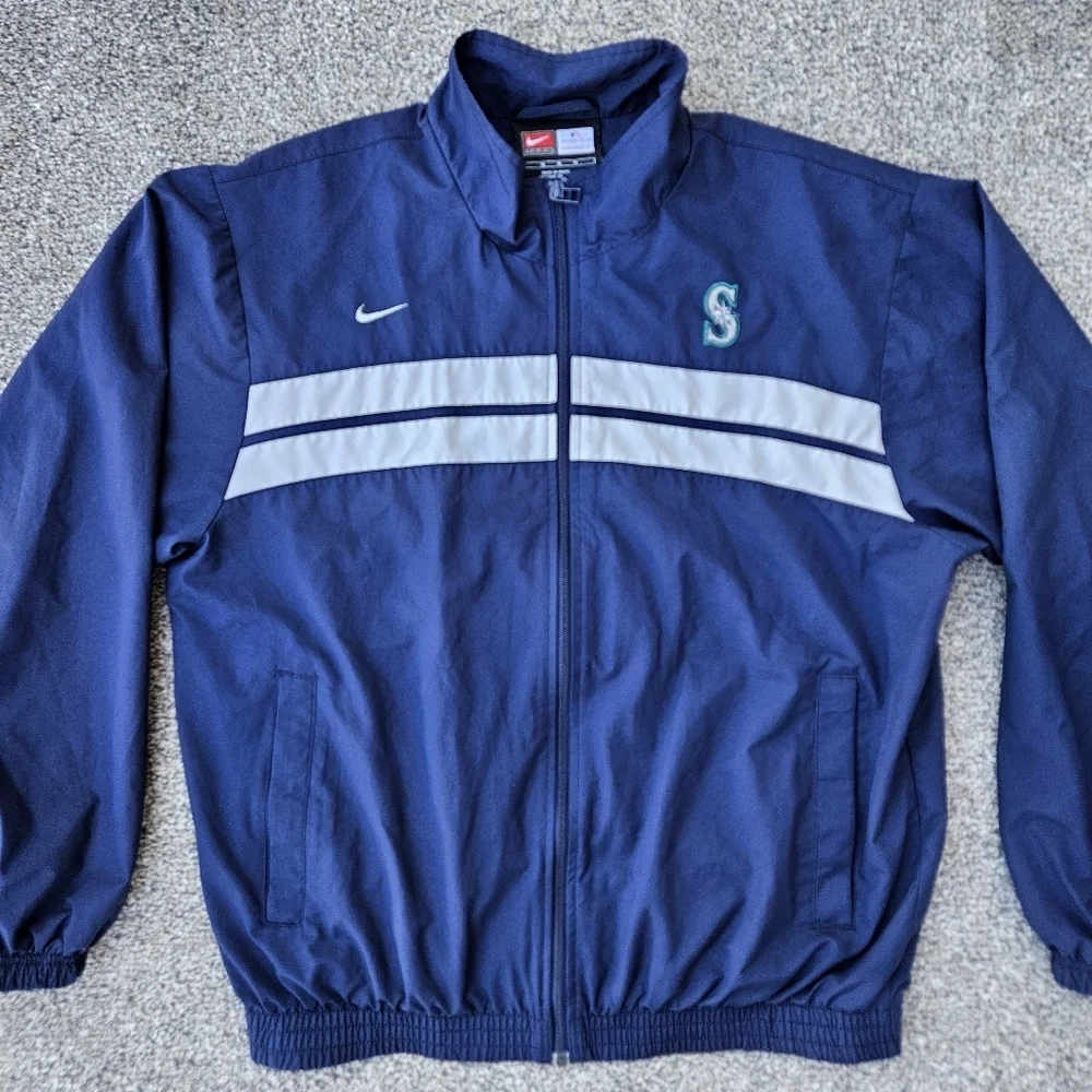 MLB Nike Team Apparel Jacket Seattle Mariners Embroidered Nylon Zip Up Vintage M